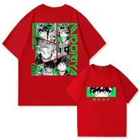 Summer Anime My Hero Academia Oversized Tshirt Izuku Midoriya Print with Unisexga Panels Casual Streetwear Tee L