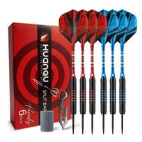 Huanqu 24g Six-Piece Iron Dart Set, with Additional Professional Dart Accessories Such as Dart Wings and Dart Shafts, Suitable for Home Bar 6-Pack