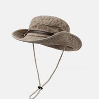 Unisex Retro Washed Cowboy Hat with Drawstring - Sun Protection for Outdoor Activities 8cm Brim gray