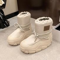 Women's Lace-Up Lightweight Chunky Sole Winter Insulated Fleece-Lined Snow Boots Slip-Resistant Casual Athletic Cotton Boots 40 brown
