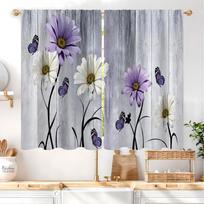 Mid Century Boho Kitchen Curtains 2 Panels Rod Pocket Geometric Modern Bohemian Arch Leaves Abstract Small Short Cafe Curtain 60×150 gray