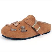 New cute cartoon hole shoes soft sole buckle bear half slippers bag head comfortable versatile lazy shoes 36 brown