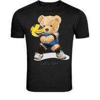Teddy Bear Volleyball Player unisex T-Shirt - Cute Sports Bear Graphic 5XL beige
