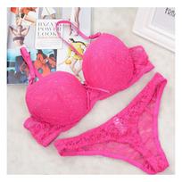 Artdewred Sexy Full Lace gėlių princesės apatinių liemenėlių rinkiniai Push Up liemenėlės ir stringų rinkinys moterims 34C rožinė