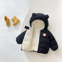 Vaikams Kūdikiams Unisex Su Gobtuvu Storesnis Fleece Pamušalu Šviečiantis Meškiukas Šilta Kamšyta Medvilninė Striukė 110cm black