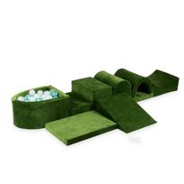 Największy Piankowy Plac Zabaw Z Basenem Micro Velvet Soft Oliwkowy + 100 Piłek: Przezroczyste, Perłowe, Metaliczny Turkus
