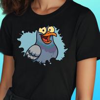 T-Shirt Women Funny Cartoon Dove Motif Cotton Size S to 3XLWill be opened in a new window or tab 2XL gray