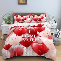 Love Heart Duvet Cover Set Romantic Theme Heart Shaped Comforter Cover King Full Size For Kid Couple Lover Polyester Bedding Set EU single(135x200cm) red