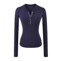 2025 Slim-Fit Women's Spicy Henley Long-Sleeve T-Shirt – Versatile, Flattering Base Layer Small black
