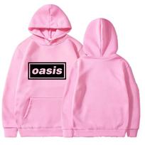 O-Oasis Men's Hooded Sweatshirt Retro British rock band Casual Hoodie 3XL pink