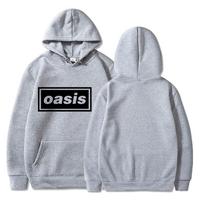 O-Oasis Men's Hooded Sweatshirt Retro British rock band Casual Hoodie M white