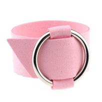 Fashion Jewelry Accessories Metal Punk Black Big Round Leather Bracelet KTJ pink