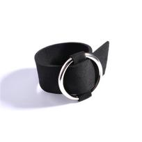 Fashion Jewelry Accessories Metal Punk Black Big Round Leather Bracelet KTJ juoda