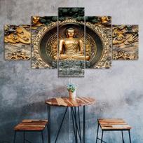 Buddha Statue Sculpture Canvas 5 Piece Wall Print Five Panel Modern Art Poster Picture Home Decor Gift For Him For Her 20X35 20X45 20X55CM gray