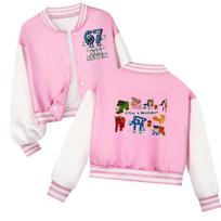 5214 Kids Girls Boys Steal a Brainrot 67 Six Seven Printed Casual Long Sleeves Baseball Jacket Coat 130cm white