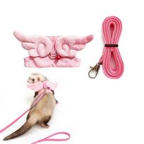 Cartoon Ferret Vest Harness Adjustable Guinea Pig Safety Vest Cute Small Pet Harness Leash  Walking rožinė