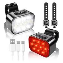 LED Bike Handlebar Flashlight USB Rechargeable High Brightness Bike Headlight Waterproof Rear Light Bicycle Rear Night Light gray