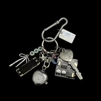 Vintažiniai rankų darbo raktų pakabukai Personalizuoti kišeninio laikrodžio kuprinės pakabukai Kūrybiški mechaniniai elementai Raktų pakabukai Porų dovanos gray