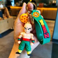 Dragon Ball Z Son Goku Vegeta Piccolo Keychain Jewelry Action Figures 8CM Fashion PVC Ring designed for Men Women Pouch Pendant Present blue