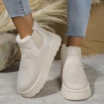Plus Size Shoes with Fleece Round Toe Boots Women Thick Soled Elastic Band Fleece Cotton Shoes 44 gray