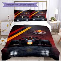 3pcs Duvet Cover Set (1*Duvet Cover + 2*Pillowcase, Without Core), Red Bull Racing Print Soft All‑Season Bedding Set, Home Bedroom Decor Gift 135cmx200cm