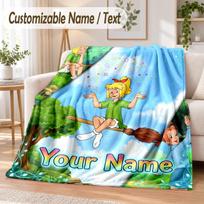 Bibi Blocksberg Custom Name Flannel Throw Blanket Soft Warm for Sofa Bed Indoor Home Use 100cmx150cm
