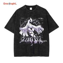 Anime Lugia Butterfree T-shirt Dragon Vintage Washed T Shirts Streetwear Manga Oversized Short Sleeve DTG Printing Tops Tees 3XL black