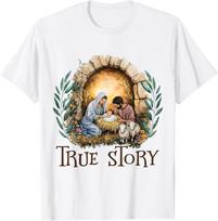 True Story Baby Jesus Christmas Nativity Scene Christian T-Shirt 3XL beige