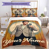 Elvis Presley Customizable Name Duvet Cover Set Suitable for Living Rooms Machine Washable Bedroom Decor Perfect Gift for Friends & Family 135cmx200cm