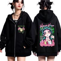 Anime The Apothecary Diaries Maomao Graphic Zipper Hoodie Men Women Fashion Sweatshirt Casual Aesthetic Trend Zip Up Jacket M black
