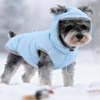 Warm Dog Down Jacket Thickened Fleece Puppy Clothes High Neck Dog Hood Coat  Daily Use S gray