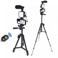 Phone Camera Light Video Recording LED Mic Vlog Kit Rotatable Flash Standard mic with 3.5mm jack