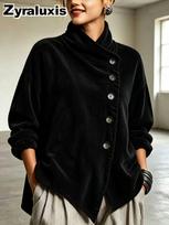 Women's Fall Winter Loose Dropped Shoulder Corduroy Jacket S beige