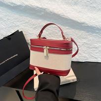 New Korean high-end cylinder bucket bag splicing contrasting color messenger bag women's ins versatile shoulder bag