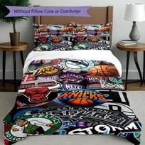 3pcs Duvet Cover Set (1*Duvet Cover + 2*Pillowcase, Without Core), NBA Print Bedding Set, Bedroom Decor, All‑Season, Birthday Gift 140cmx200cm