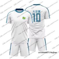 Captain Tsubasa Anime Cosplay Print Men's T-shirt+Shorts Sets Sports Suit Quick-Drying Football Jersey Casual Kids/Adult Clothes 160