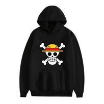 ONE PIECE Anime Hoodie Student Sweatshirt Long Sleeve Men Women Hoodies Harajuku Streetwear Pullovers Fashion Clothes XL black