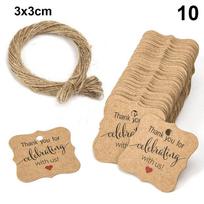 100pcs Paper Handmade Wedding Party Luggage Jute Twine Hanging Label Kraft Gift Tags Thank you 10