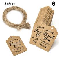 100pcs Paper Handmade Wedding Party Luggage Jute Twine Hanging Label Kraft Gift Tags Thank you 6