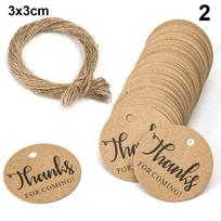 100pcs Paper Handmade Wedding Party Luggage Jute Twine Hanging Label Kraft Gift Tags Thank you 2