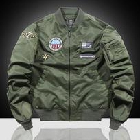 Men's Embroidered Flight Jacket: Autumn Casual MA-1 Workwear with Baseball Collar. XL gray