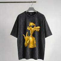 Golden Neegy Meme Funny Internet Brainrot Gen Z Humor Accessories Washed T Shirts for Men Women Streetwear Hip Hop T-Shirt L black