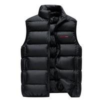 Mens Thick Padded Vest Youth Casual Sleeveless Jacket Printed Winter Warm Outerwear 4XL black