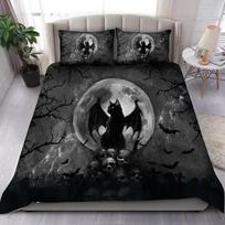 Wiccan Occult Black Cat Duvet Cover Set,Gothic Black Cat Bedding Sets Mysterious Sun and Moon Comforter Cover Queen Size 70x133cm