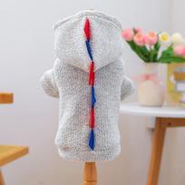 Pet Clothes Dogs Cats Fleece Short Dinosaur Design Two-Legged Outfit XL - 14-18 lbs gray