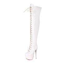 Hate The Sky High Queen Pole Dance Knee Boots Model Catwalk Lace-Up Boots Knight Boots 40-46 Boots 37