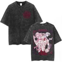 Anime JoJo Bizarre Adventure Vintage Washed T-shirt Diavolo Doppio Manga T-shirts Men Women Cotton Casual Oversized T Shirts L black