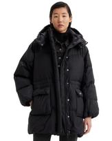 Levi's Western Puffer Jacket Women's Insulated Detachable Hood Bubble Mid Jacket US M A8528-0001 black