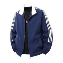 Cross2026 Men's Autumn Sport Casual Jacket: Three Stripes, Stand Collar, Thin, Loose Fit. M black