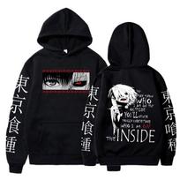 Japanese Anime Kaneki Ken Tokyo Ghoul Graphic Print Hoodie Men's Women Fashion Gothic Loose Hooded Sweatshirts Unisex Streetwear S black